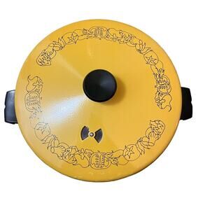 Wear-Ever Vintage Yellow Dutch Oven With Lid, Mid Century Modern Design